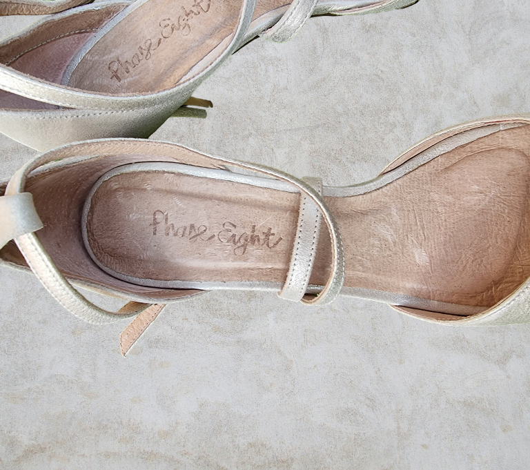 Phase Eight Leather Champagne Bronte Sandals UK 8 US 10.5 EU 42 Timeless Fashions