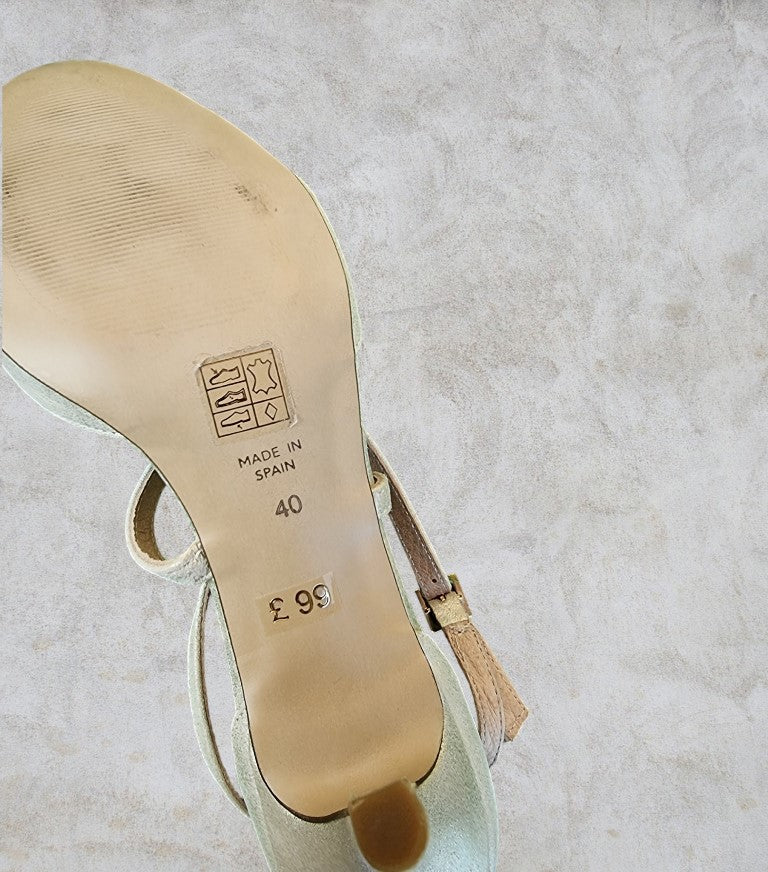 Phase Eight Leather Champagne Bronte Sandals UK 8 US 10.5 EU 42 Timeless Fashions