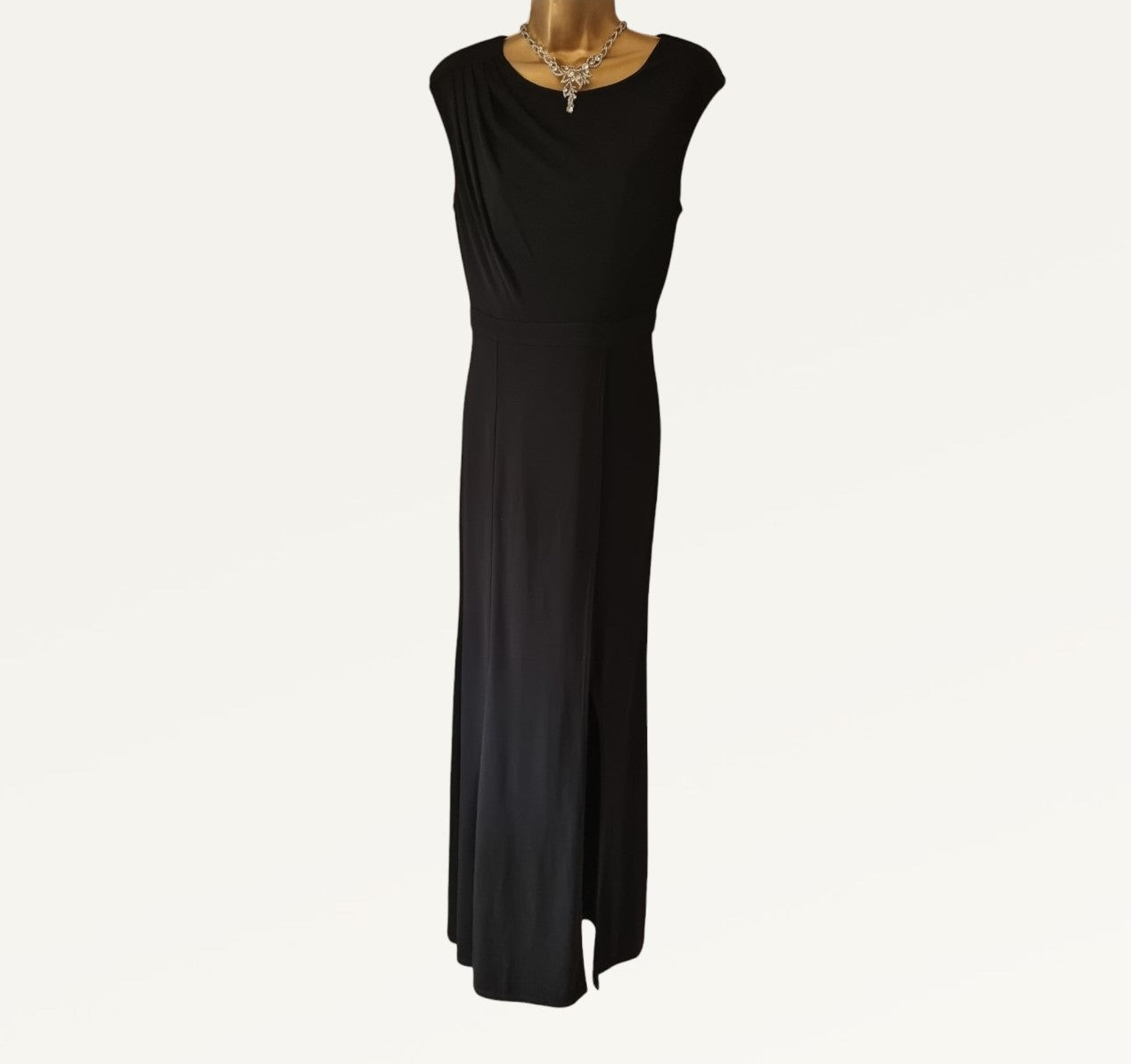 Monsoon Black Womens Long Evening Dress With Side Split UK 12 US 8 EU 40 Timeless Fashions