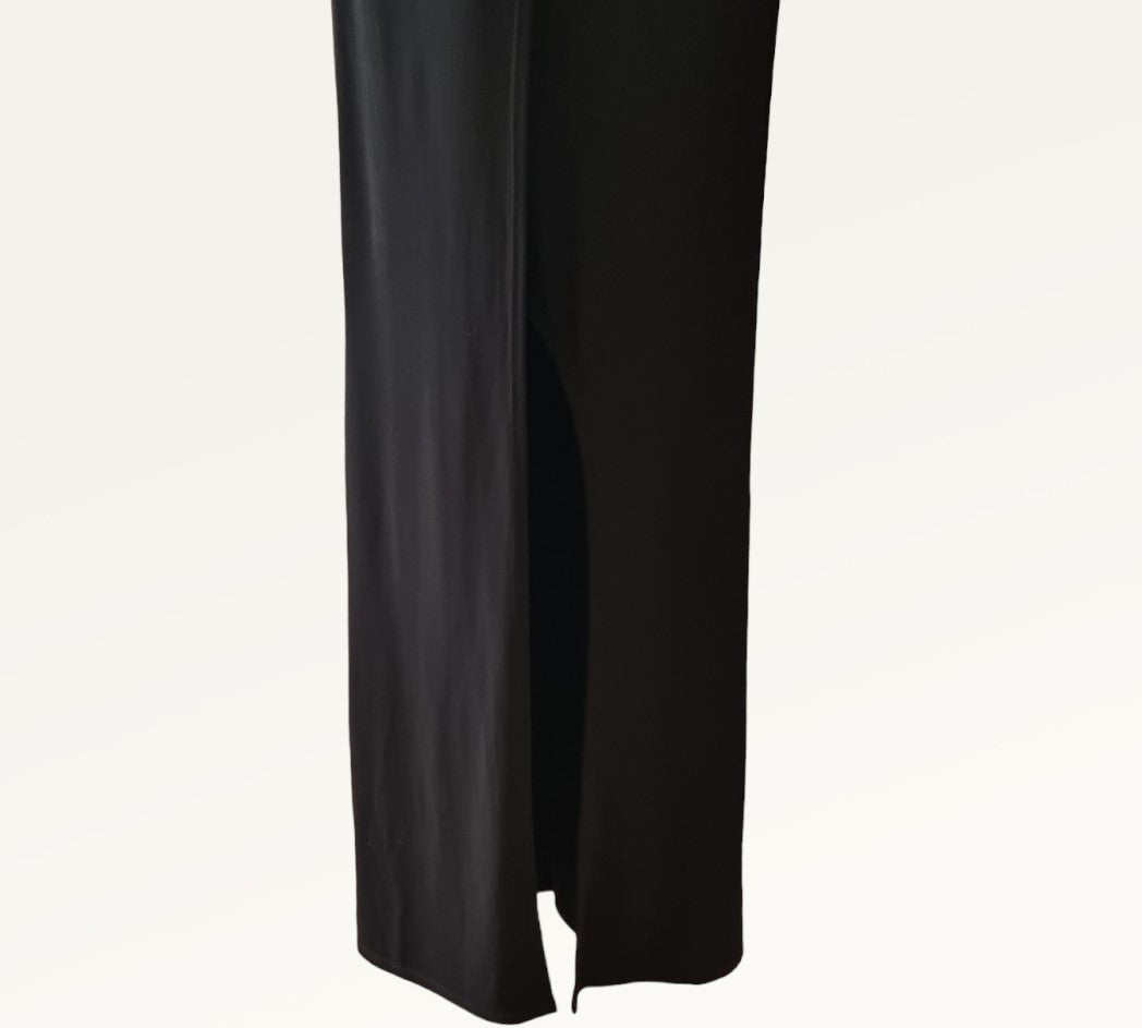 Monsoon Black Womens Long Evening Dress With Side Split UK 12 US 8 EU 40 Timeless Fashions