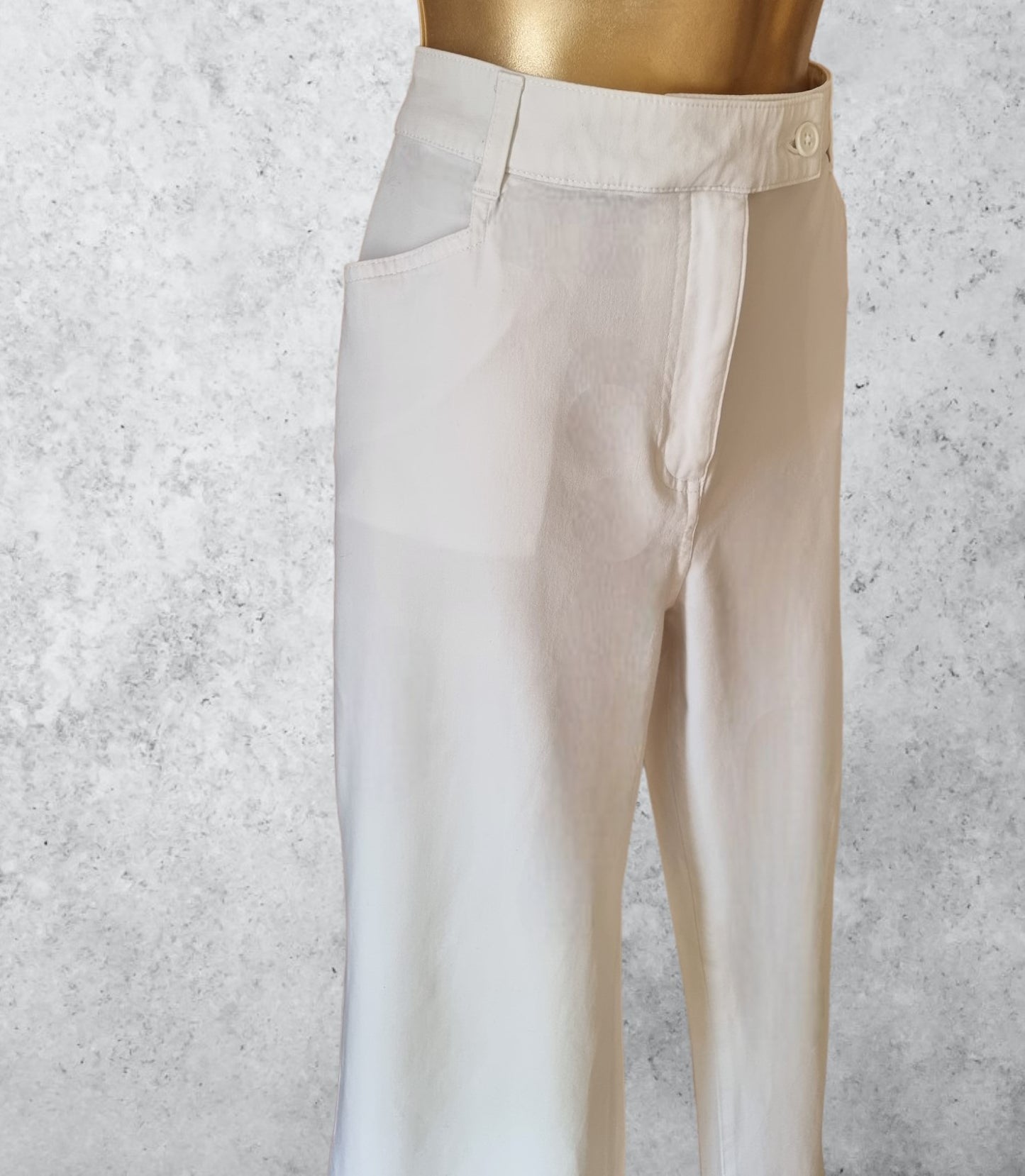 Marks and Spencer White Cotton Stretch Straight Leg Jeans UK 14 US 10 EU 42 Timeless Fashions