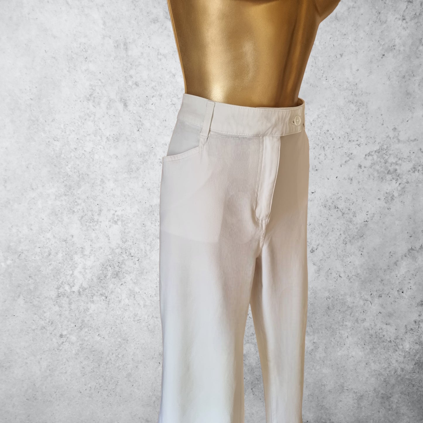 Marks and Spencer White Cotton Stretch Straight Leg Jeans UK 14 US 10 EU 42 Timeless Fashions