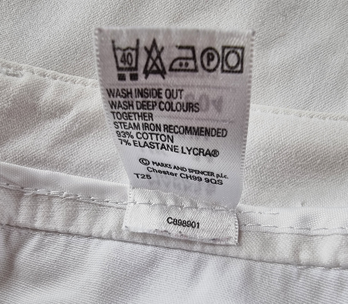 Marks and Spencer White Cotton Stretch Straight Leg Jeans UK 14 US 10 EU 42 Timeless Fashions
