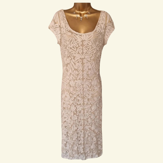 Phase Eight Womens Cream Tapework Lace Dress UK 12 US 8 EU 40 - Timelessfashions