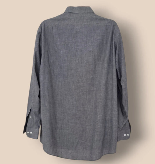 Van Heusen Men's Grey Oxford Cotton Shirt UK Size L - Timelessfashions