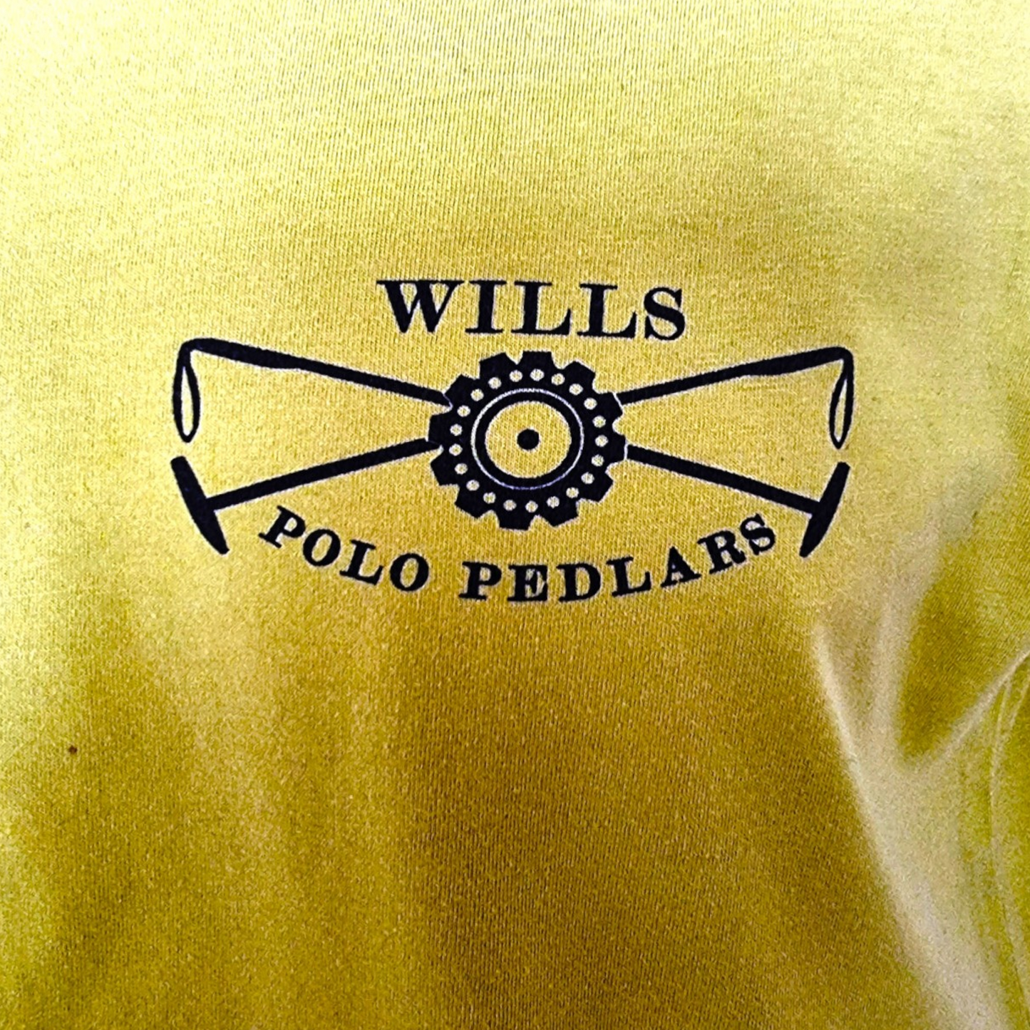 Olive green T shirt with Wills Polo Pedlars logo