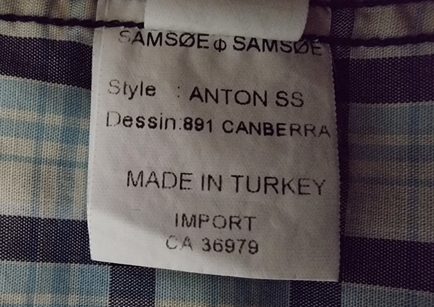 Samsoe&Samsoe Men’s Blue & White Check Short Sleeve Casual Shirt Size L Timeless Fashions