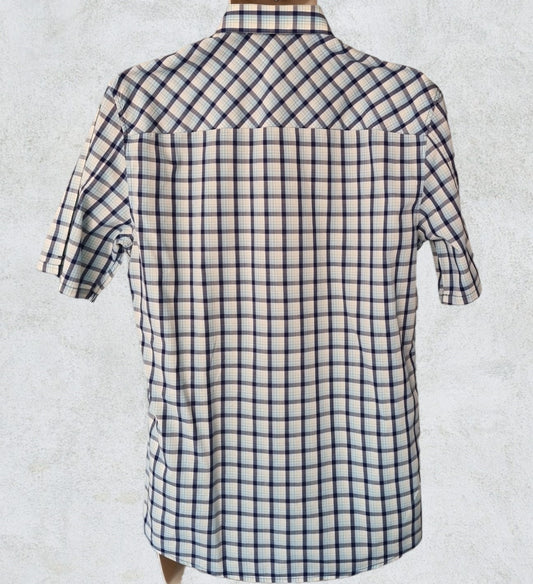 Samsoe&Samsoe Men’s Blue & White Check Short Sleeve Casual Shirt Size L Timeless Fashions