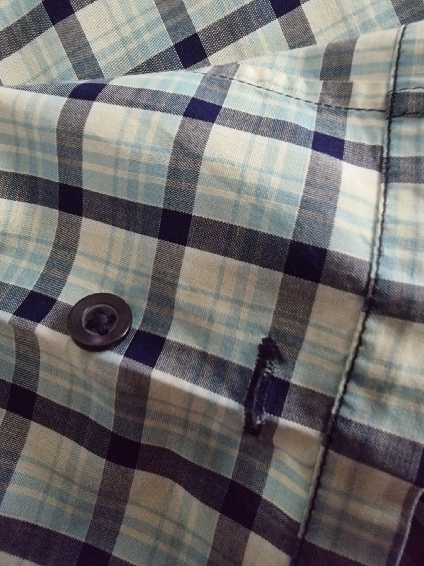 Samsoe&Samsoe Men’s Blue & White Check Short Sleeve Casual Shirt Size L Timeless Fashions