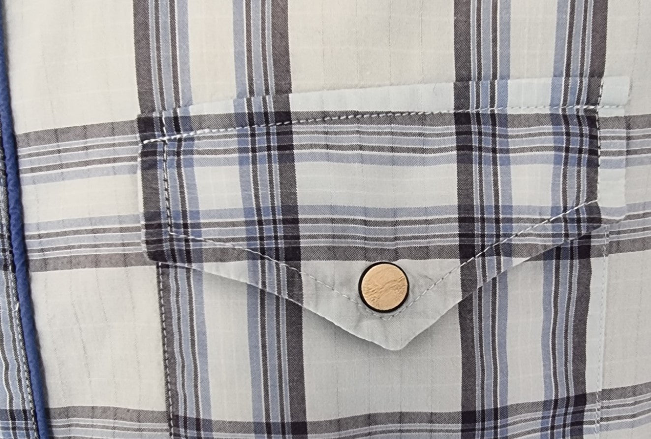 GUESS Jeans Men’s Short Sleeve Blue & White Check Shirt Size M Timeless Fashions