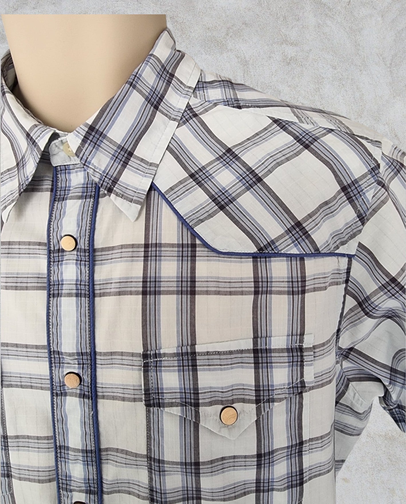 GUESS Jeans Men’s Short Sleeve Blue & White Check Shirt Size M Timeless Fashions