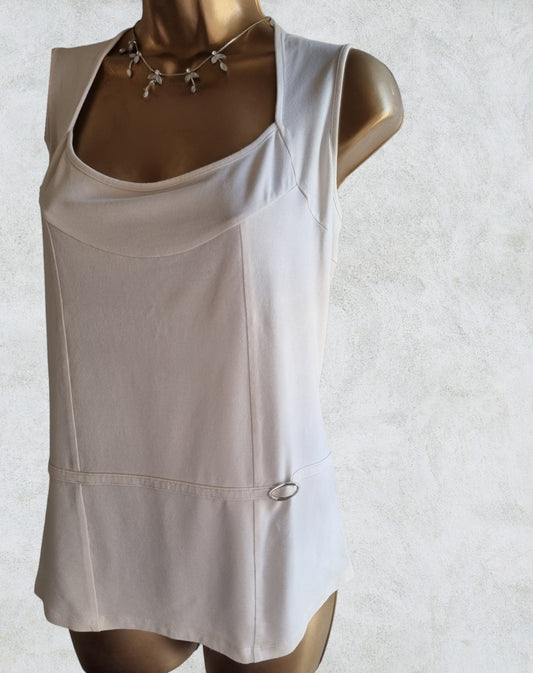Marks And Spencer Off White Classic Vest Top UK 18 US 14 EU 46 Timeless Fashions