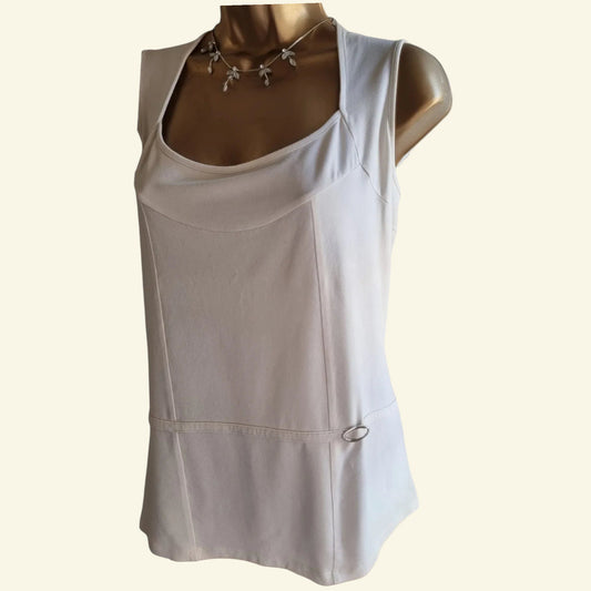 Marks And Spencer Off White Classic Vest Top UK 18 US 14 EU 46 - Timelessfashions