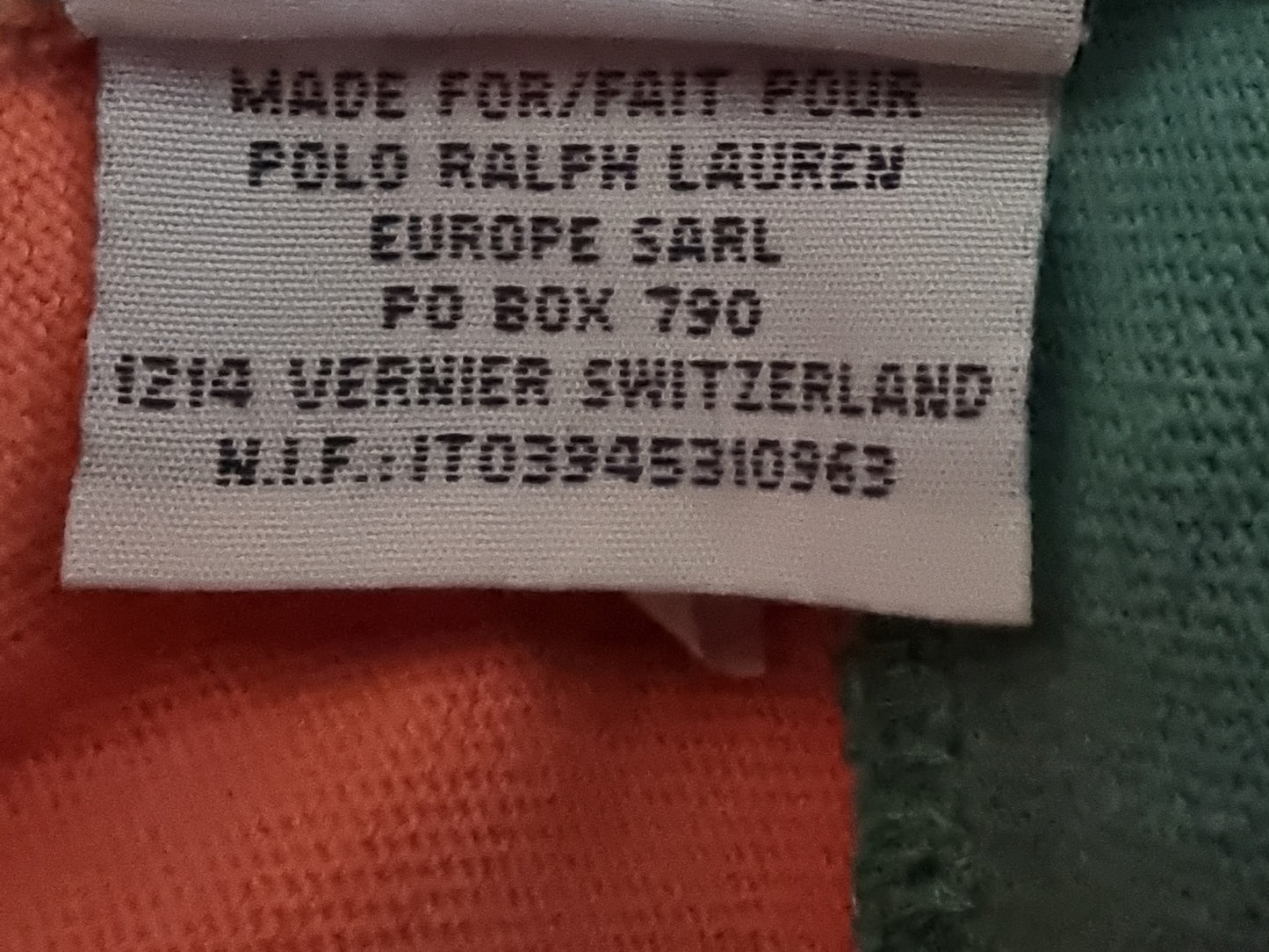 Polo Ralph Lauren Vintage Yacht Club 1st Class Flag Orange & Green Striped Shirt Size M Timeless Fashions