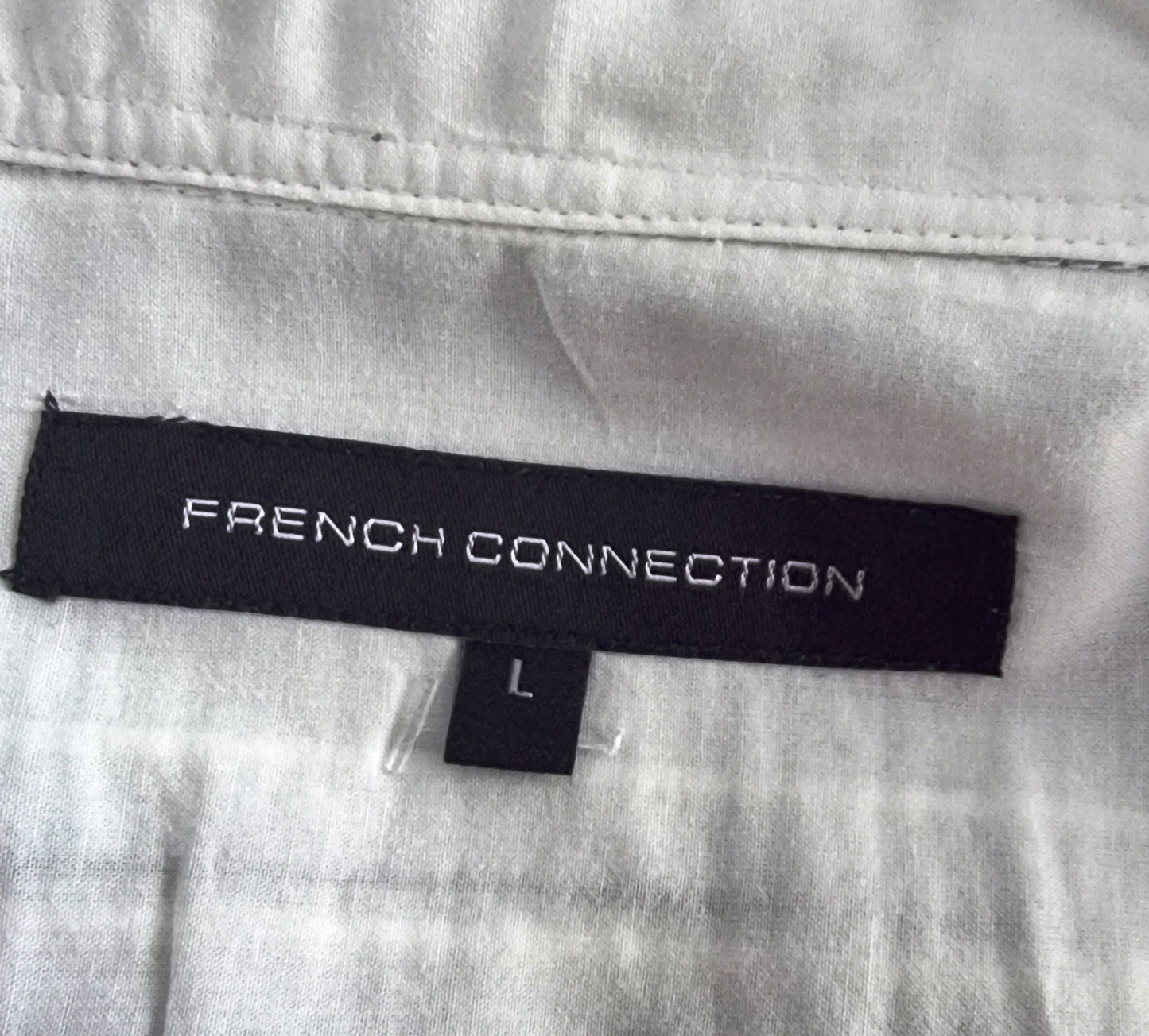 French Connection Men's White Striped Long Sleeve Shirt UK M Timeless Fashions