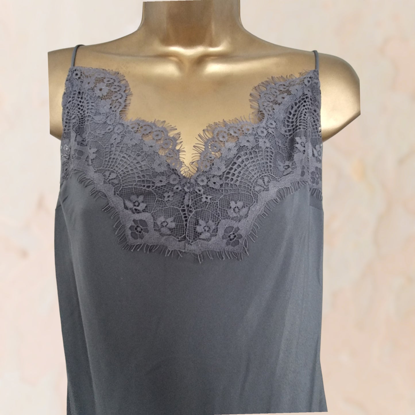 French Connection Jeunesse Grey Stitch V Neck Maxi Dress UK 12 US 8 EU 40 Timeless Fashions