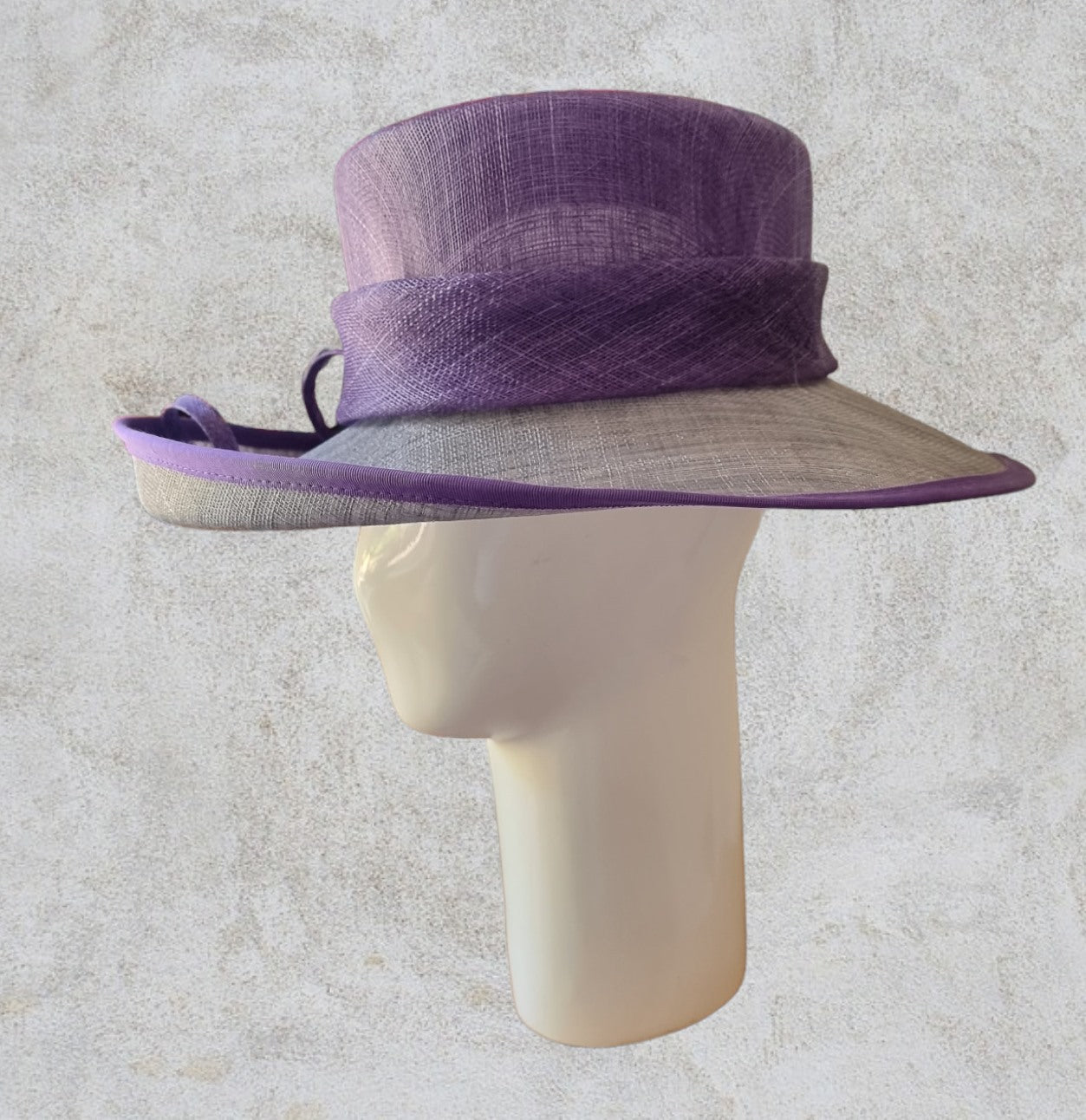Jacques Vert Womens Purple & Grey Special Occasion Hat, Formal Wide Brim Hat Timeless Fashions