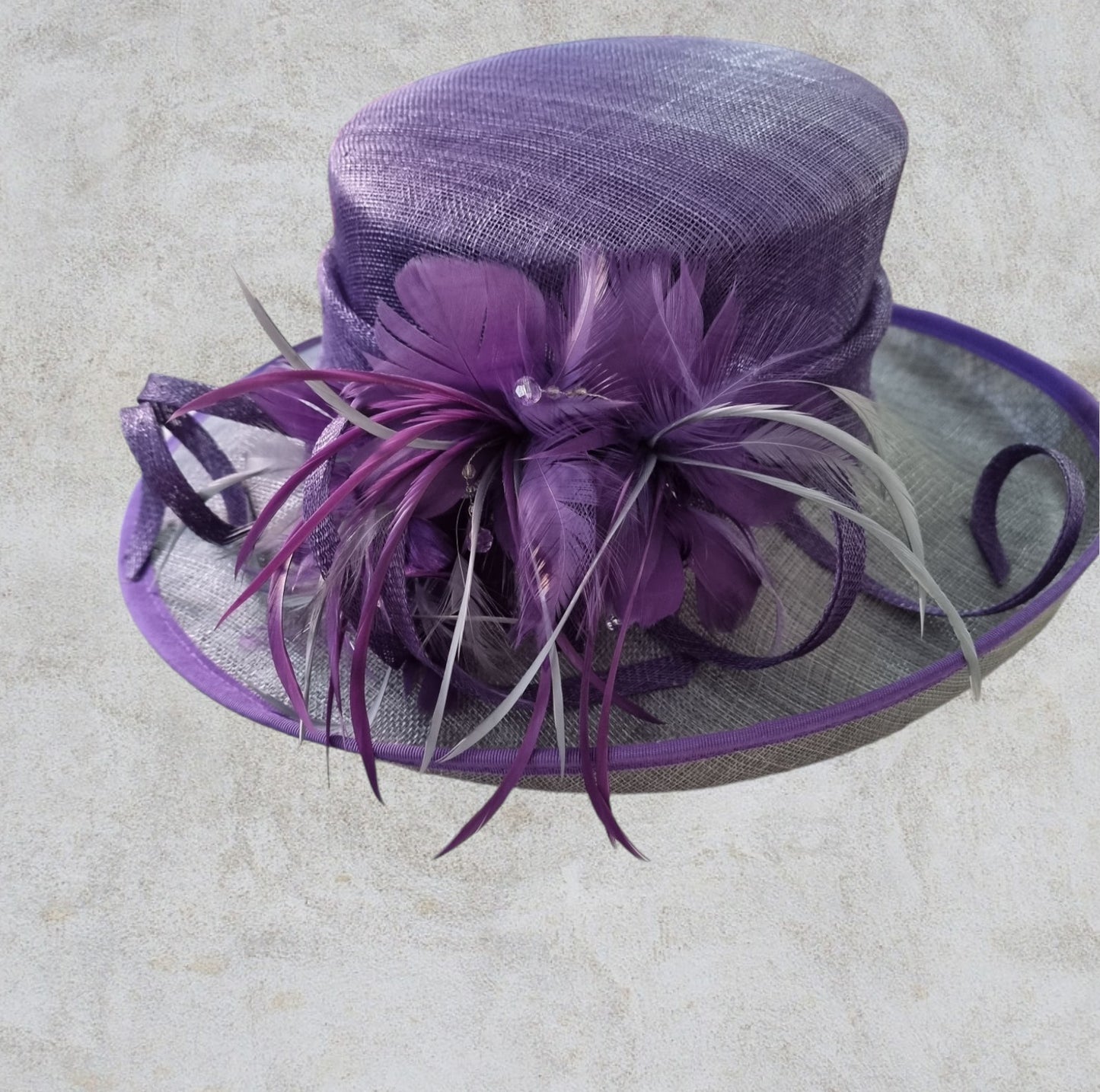Jacques Vert Womens Purple & Grey Special Occasion Hat, Formal Wide Brim Hat Timeless Fashions