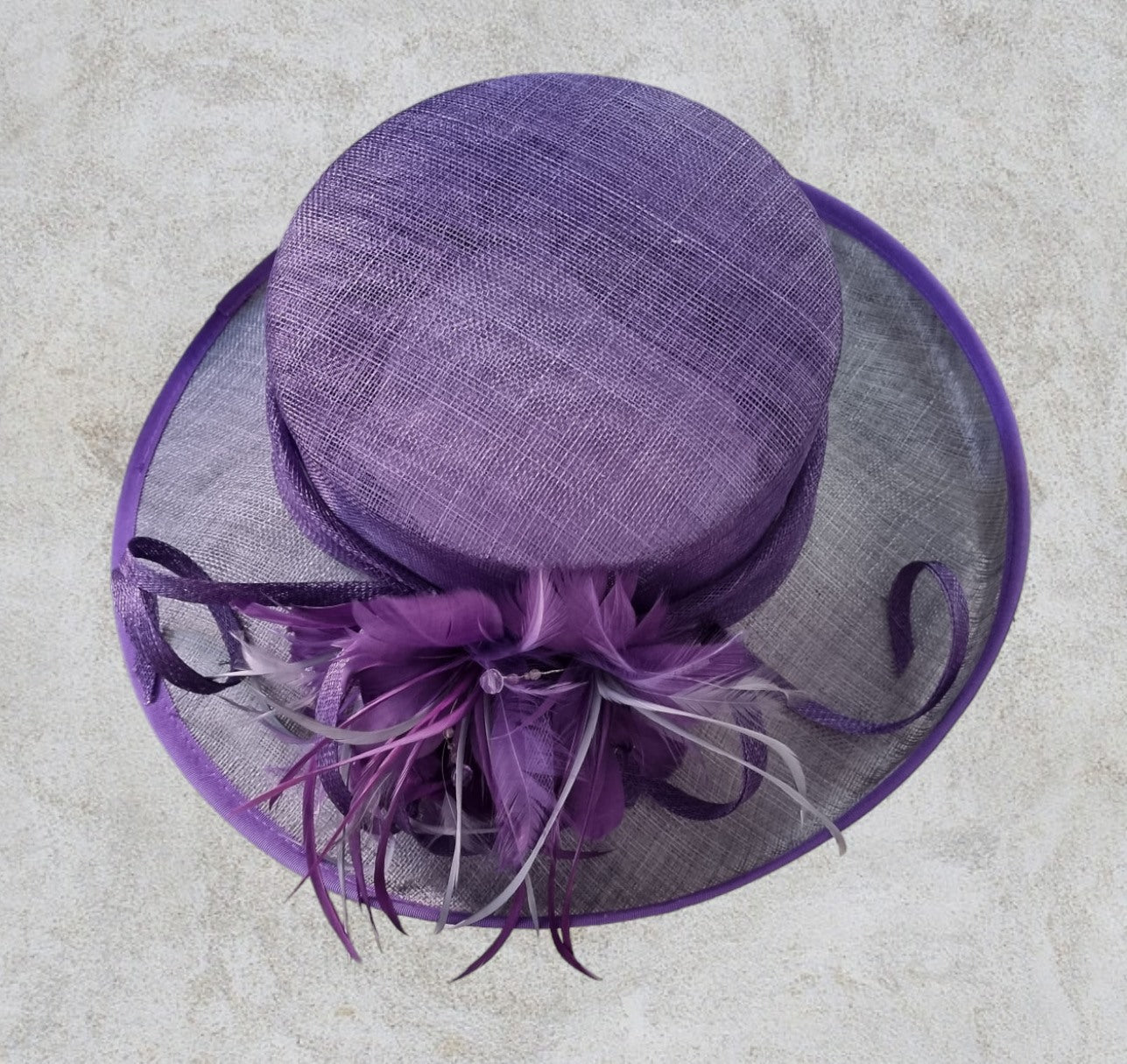 Jacques Vert Womens Purple & Grey Special Occasion Hat, Formal Wide Brim Hat Timeless Fashions