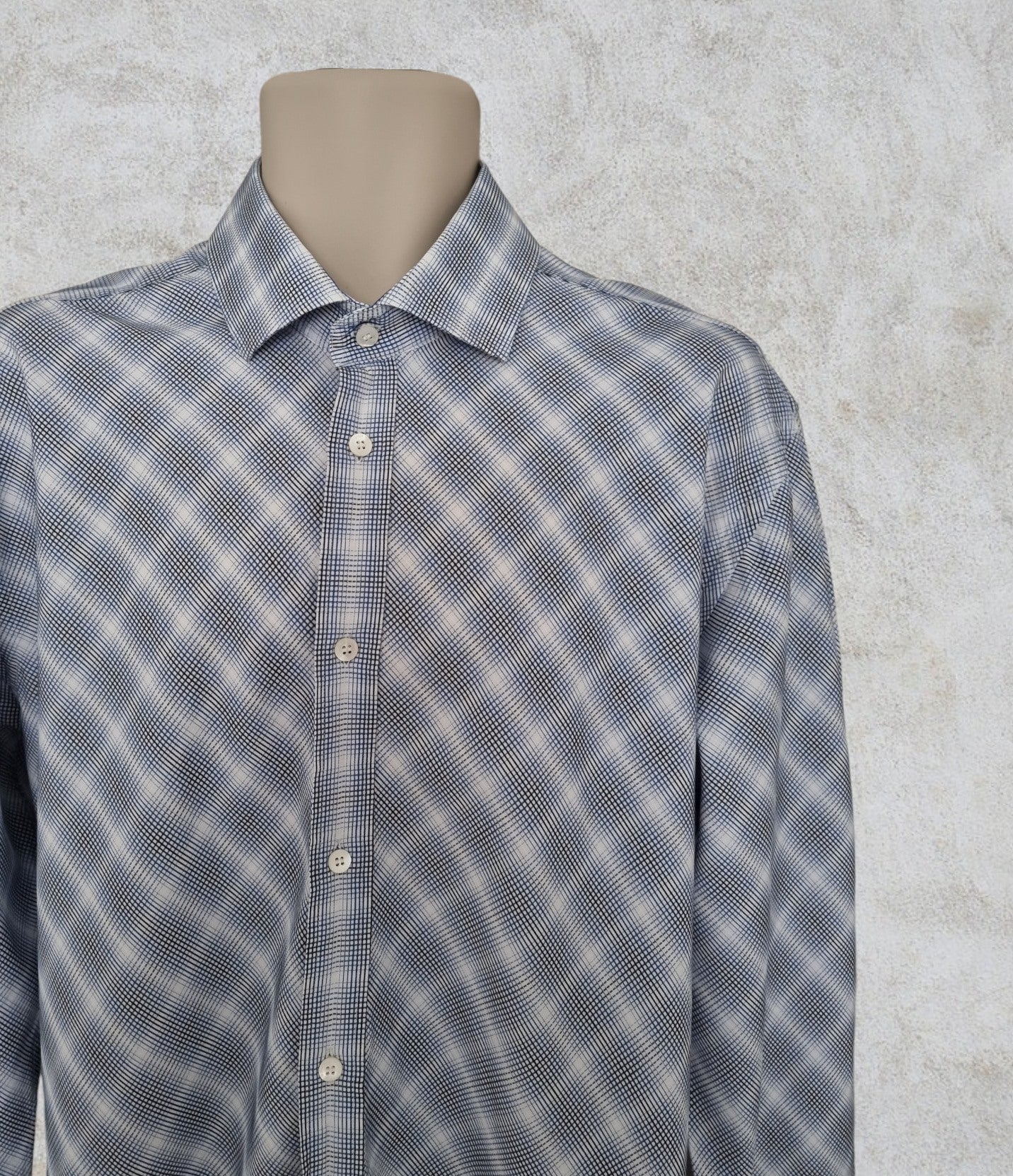 Ted Baker Mens Long Sleeve Blue & White Check Shirt. Size 6 Timeless Fashions