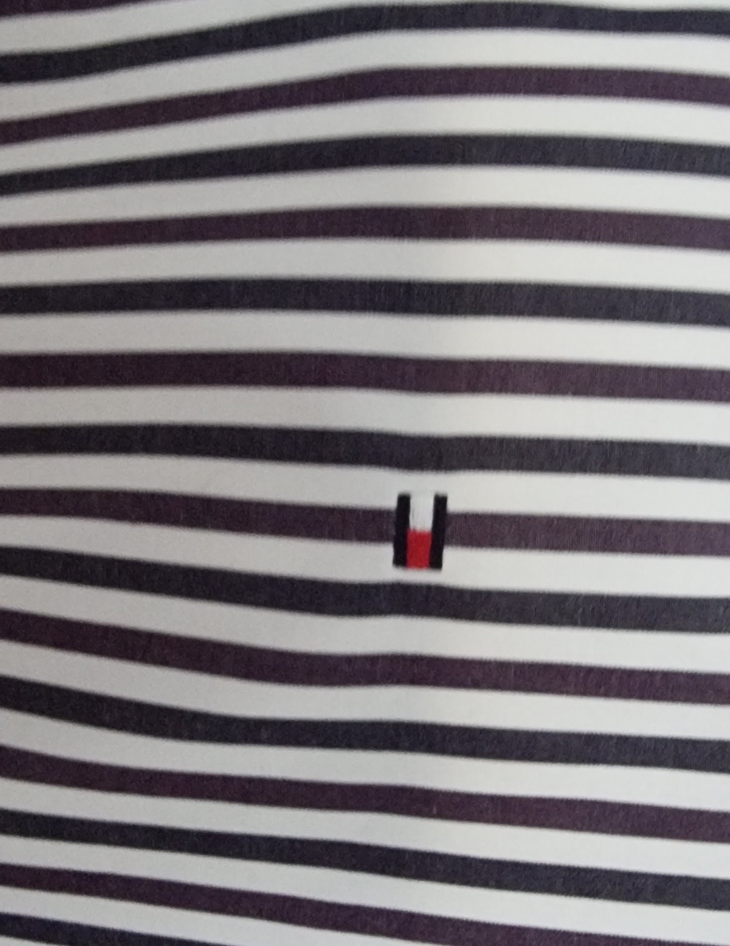 Tommy Hilfiger Mens Navy, Purple and White Stripe Long Sleeve Shirt UK L Timeless Fashions