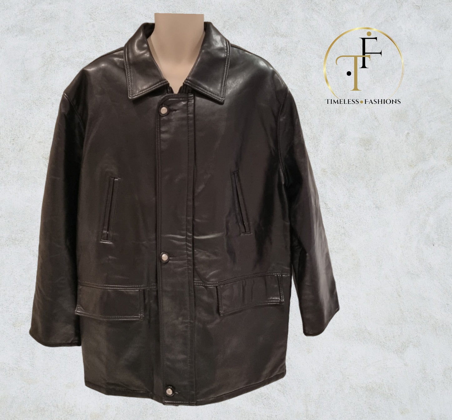 Italian Textile Group Mens Made in Italy Black Genuine Leather Jacket UK XL Timeless Fashions