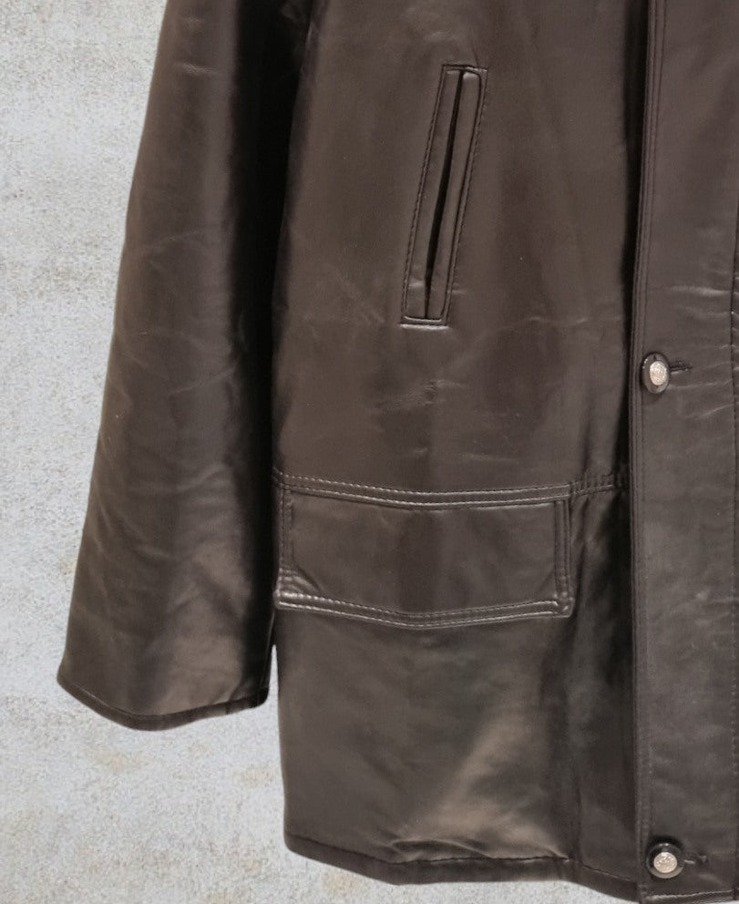 Italian Textile Group Mens Made in Italy Black Genuine Leather Jacket UK XL Timeless Fashions