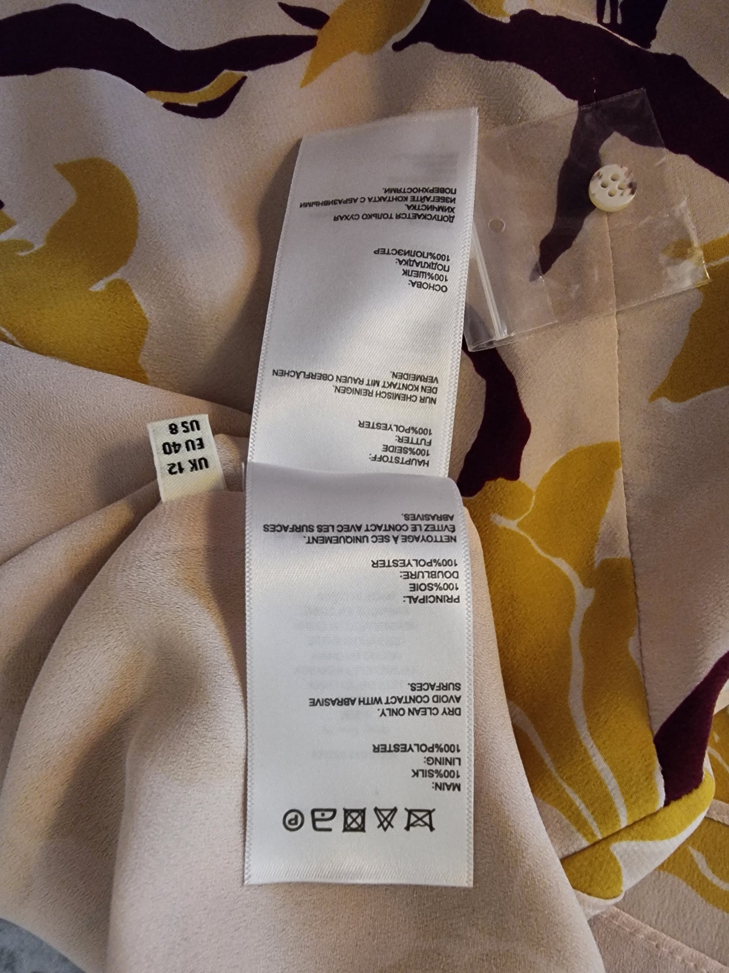 Whistles Multicoloured Lily Cold Shoulder Silk Top, UK 12 US 8 EU 40 Timeless Fashions