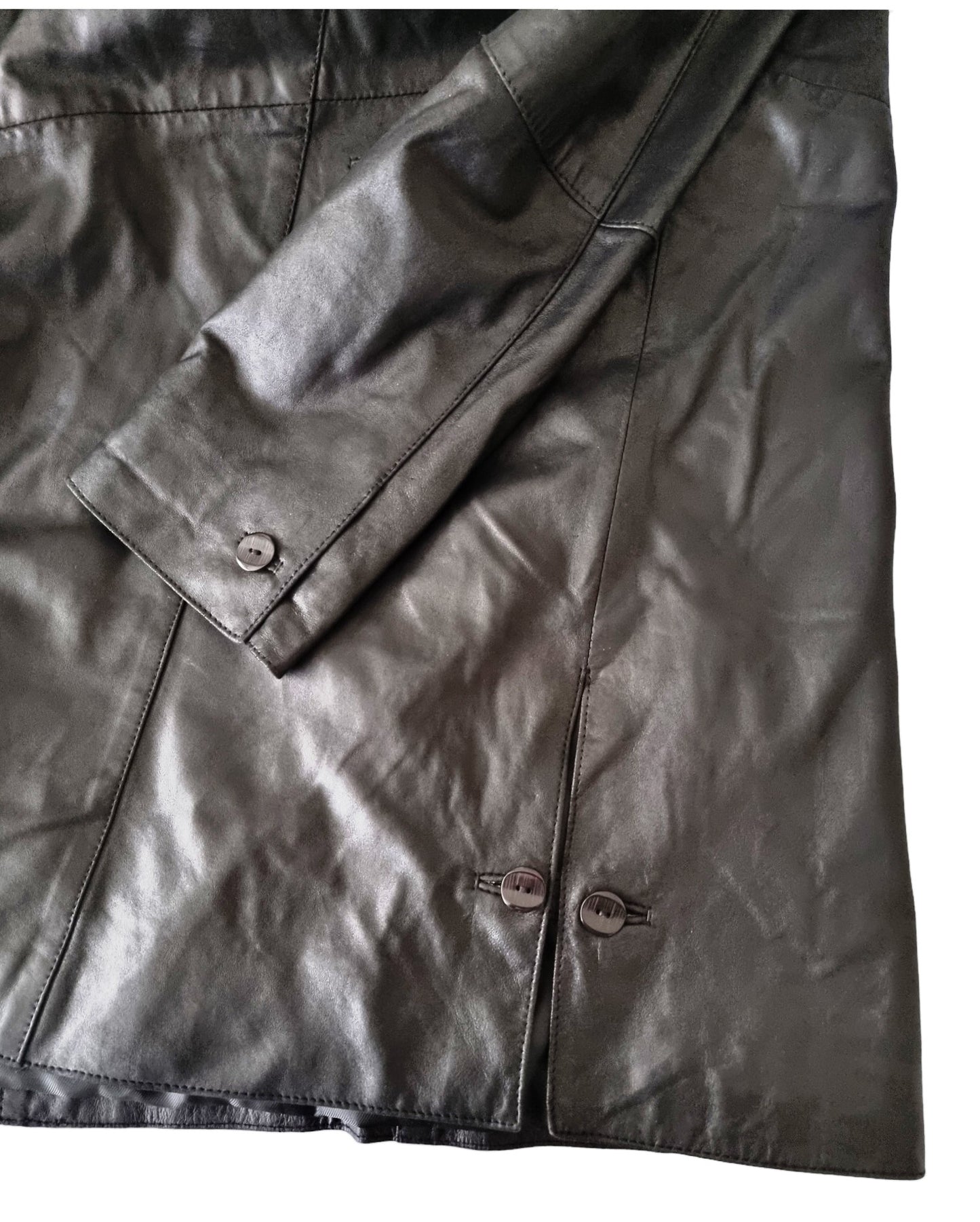 Franco Callegari Women's Vintage Longline Black Leather Jacket UK 14 US 10 EU 42 IT 46 Timeless Fashions