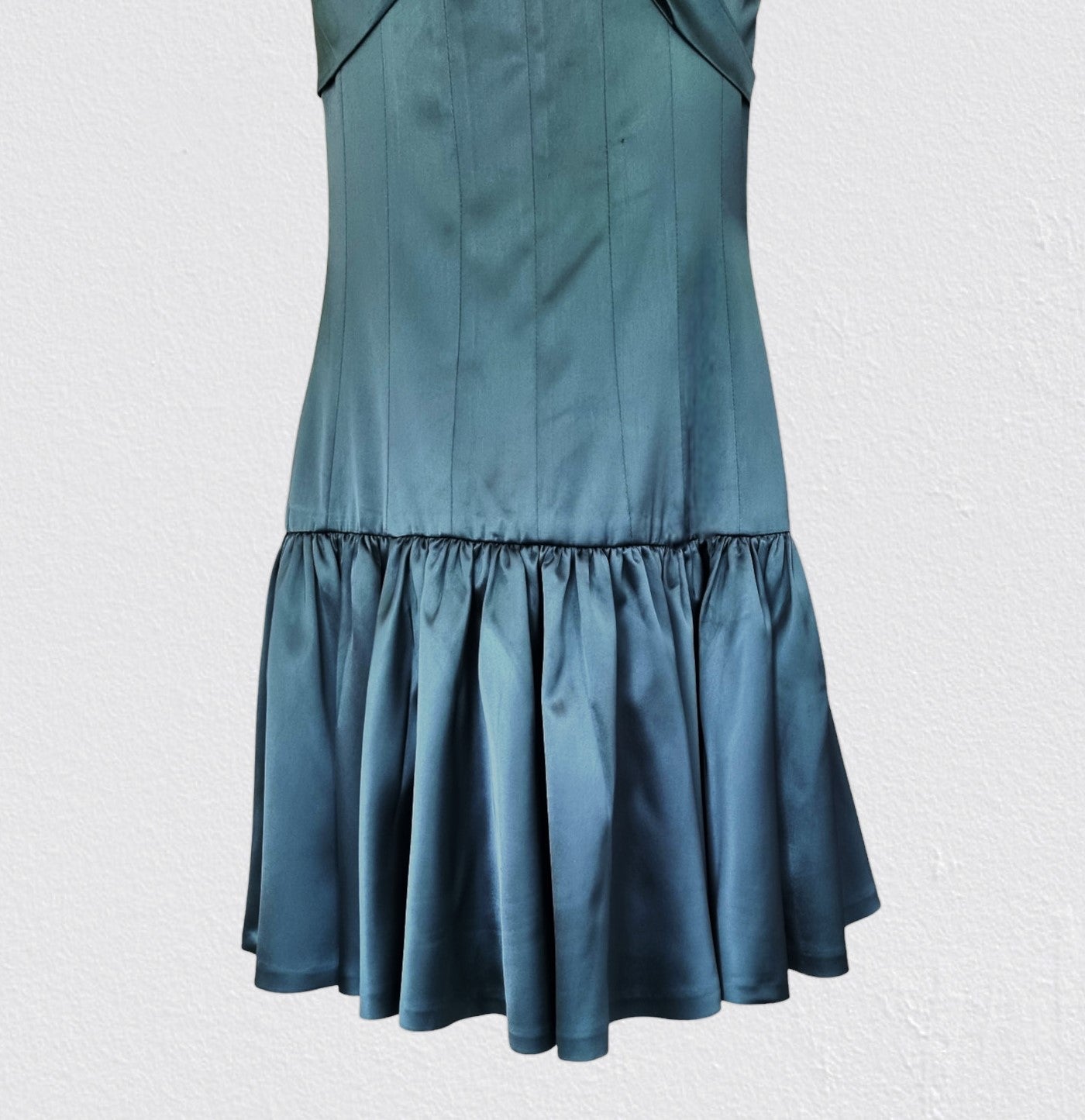 Karen Millen Emerald Green Satin Look Occasion Dress UK 10 US 6 EU 36 Timeless Fashions