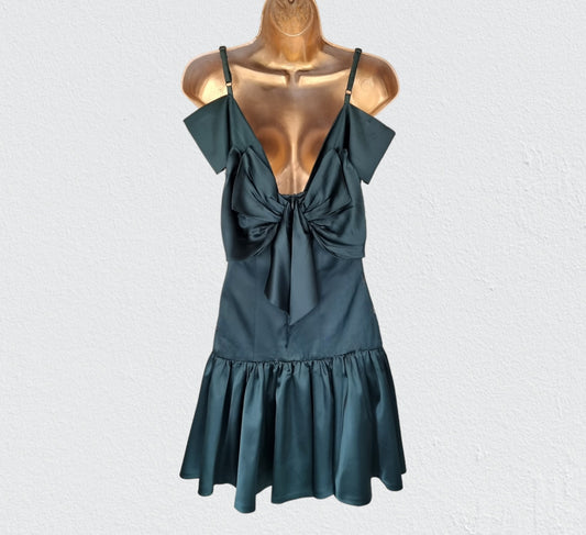 Karen Millen Emerald Green Satin Look Occasion Dress UK 10 US 6 EU 36 Timeless Fashions