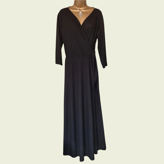 Massimo Dutti Vintage Black Maxi Dress UK 16 US 12 EU 44 IT 48 - Timelessfashions