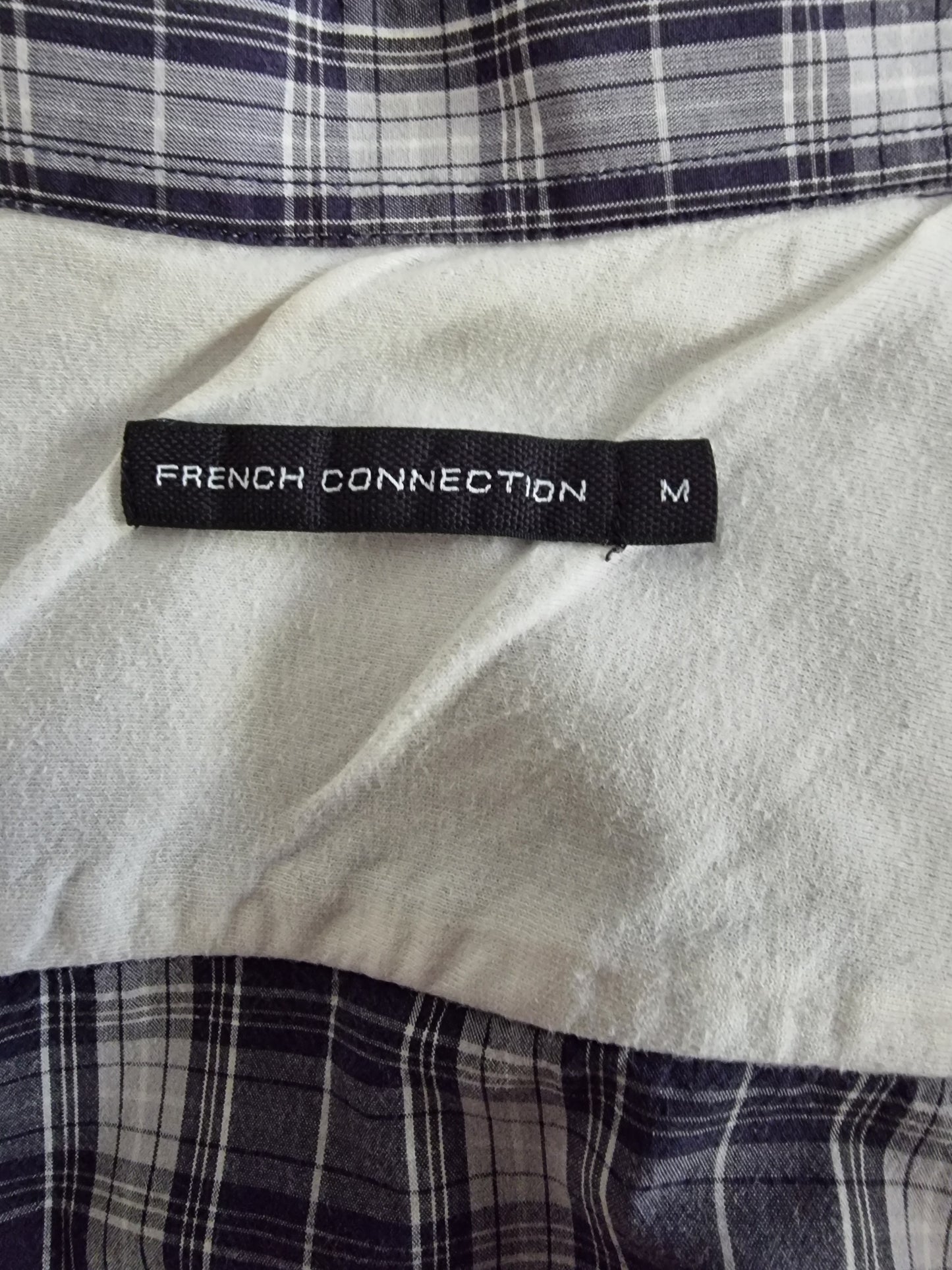 French Connection Men’s Blue & White Check Long Sleeve Shirt UK M Timeless Fashions