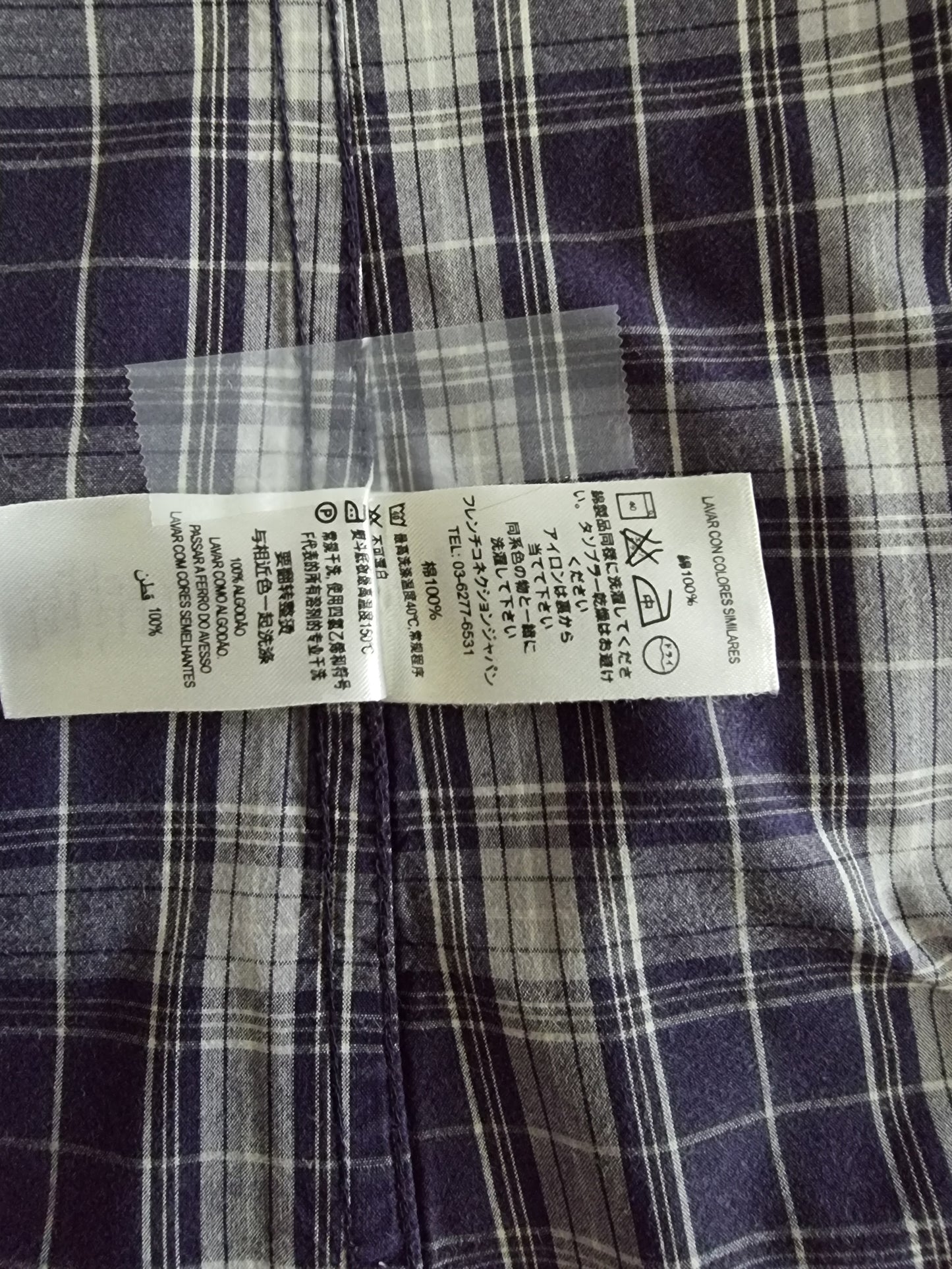 French Connection Men’s Blue & White Check Long Sleeve Shirt UK M Timeless Fashions