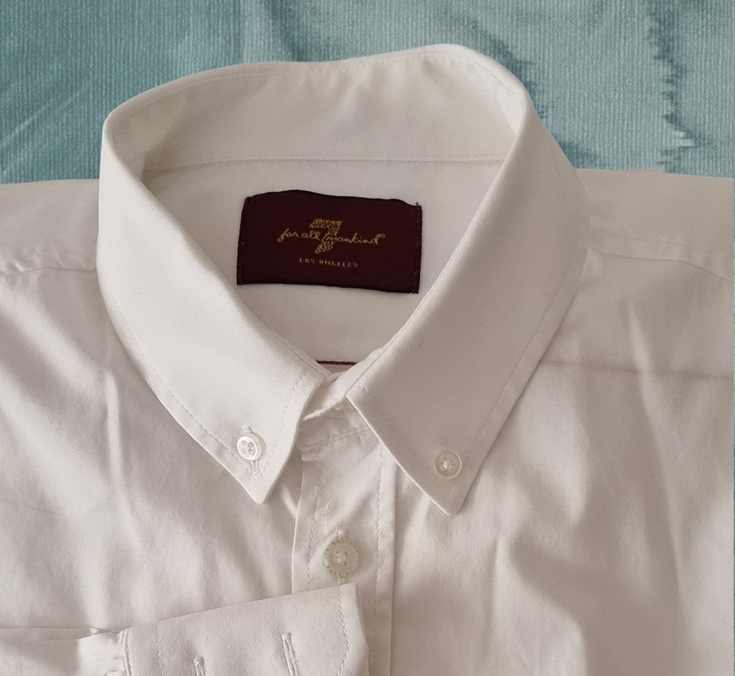 7 For All Mankind Men's White Long Sleeve Cotton Shirt Size XL Timeless Fashions
