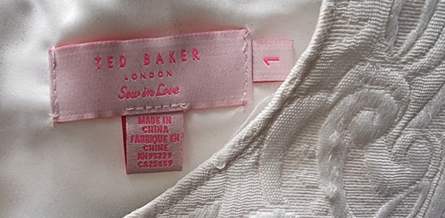 Ted Baker Cream Jacquard Shift Dress UK 8 US 4 EU 36 Timeless Fashions