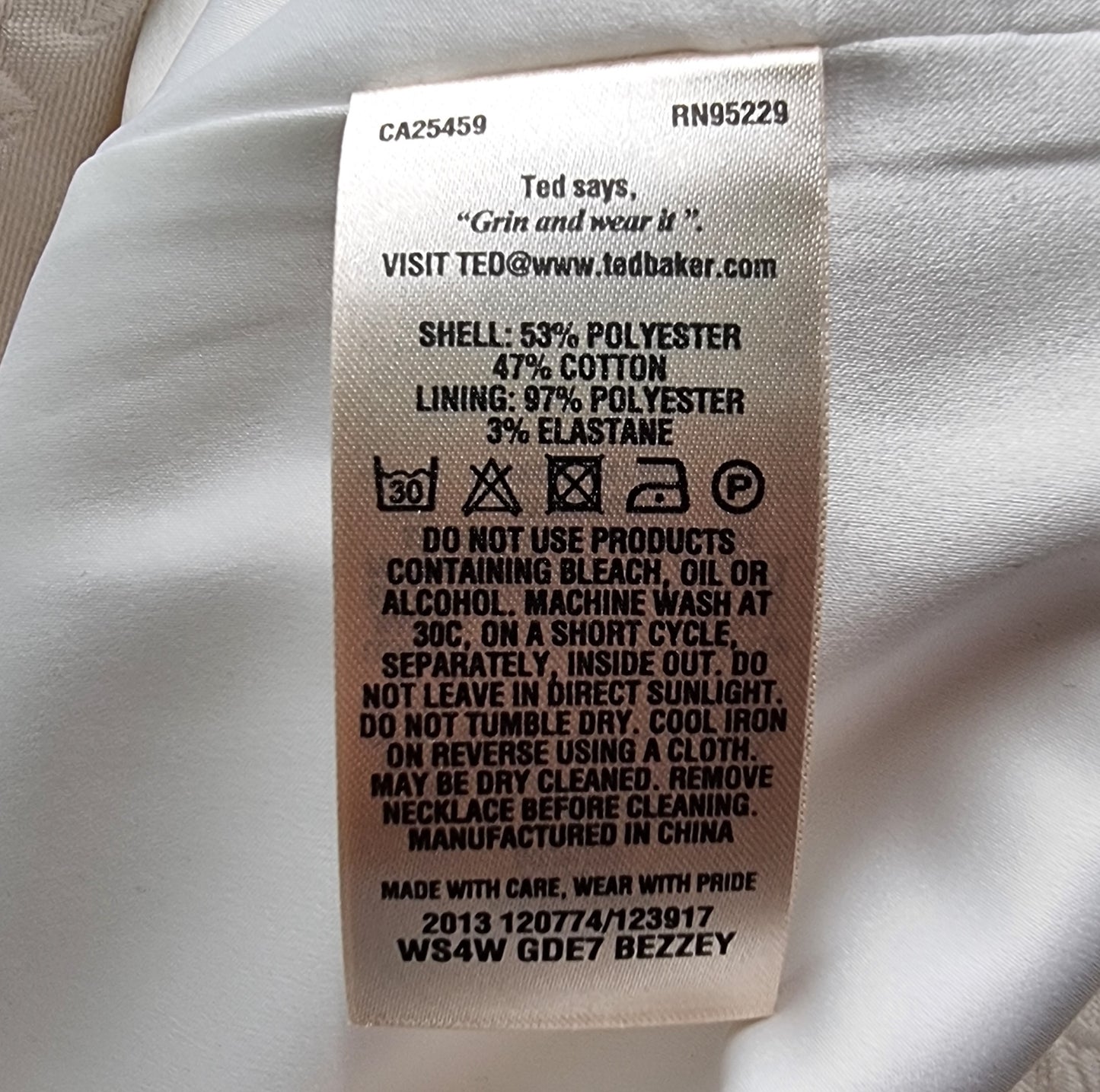 Ted Baker Cream Jacquard Shift Dress UK 8 US 4 EU 36 Timeless Fashions