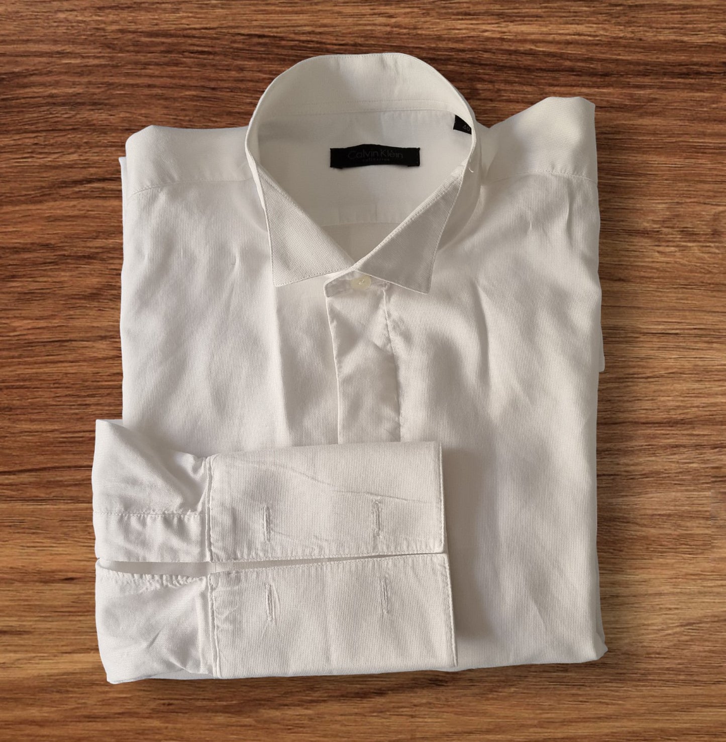 Calvin Klein Men's White Formal Cotton Shirt UK L 40 Timeless Fashions