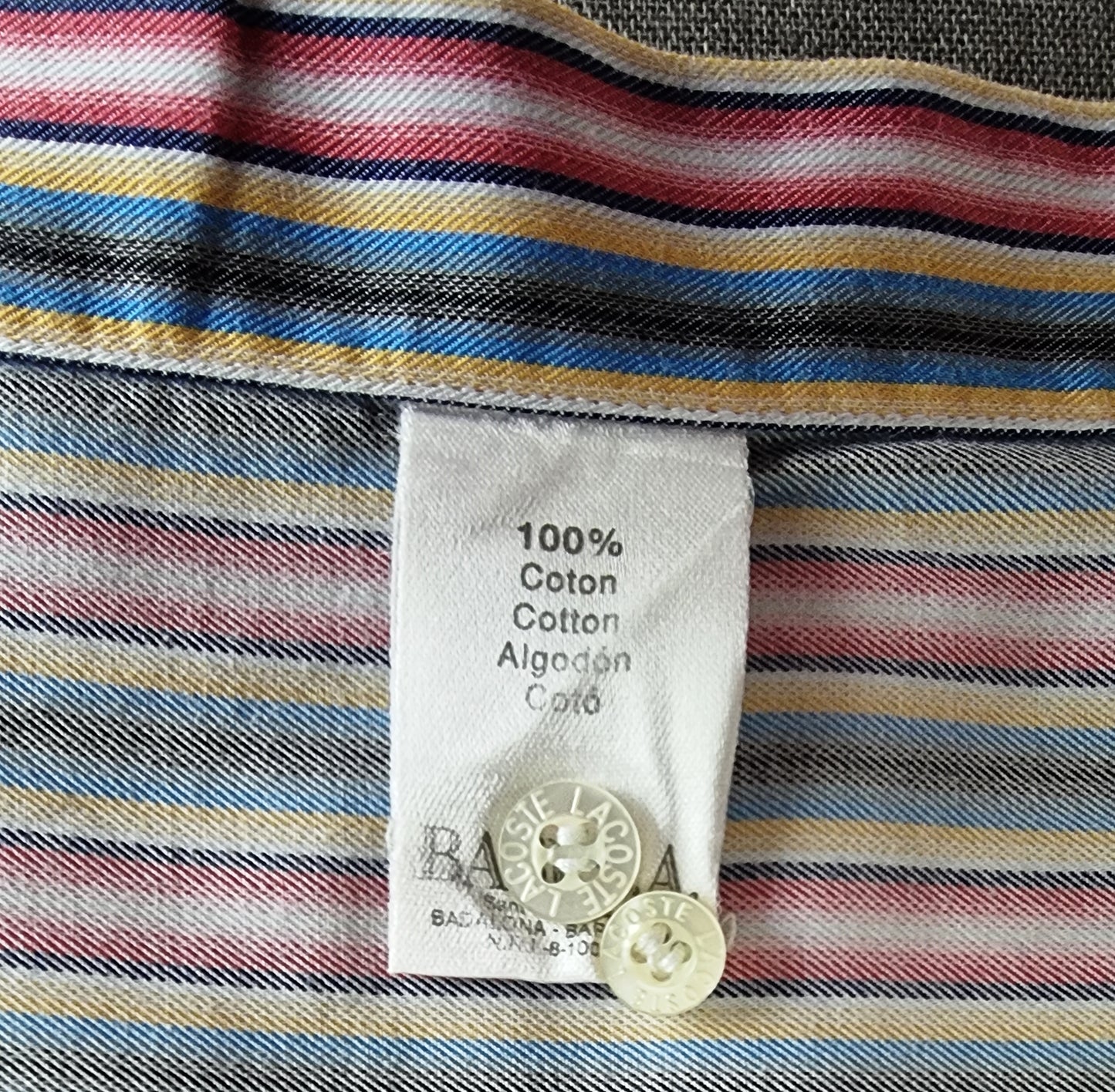 Lacoste Men’s Striped Cotton Shirt UK L Timeless Fashions