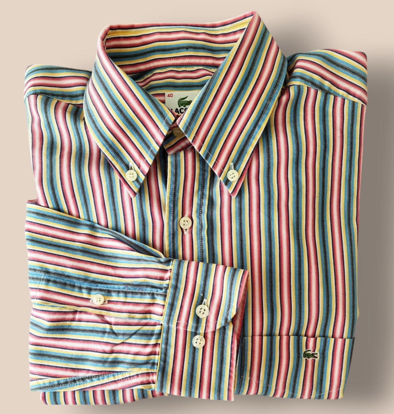 Lacoste Men’s Striped Cotton Shirt UK L Timeless Fashions