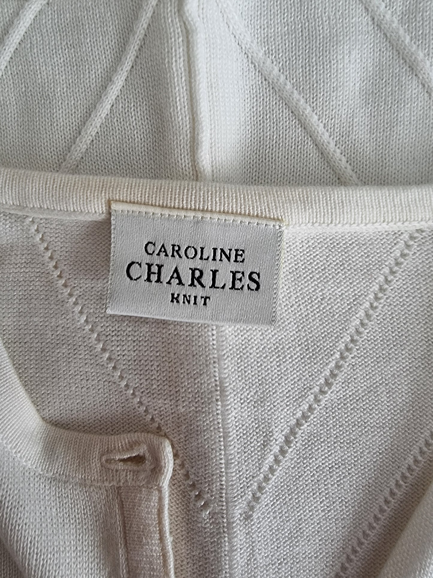 Caroline Charles Vintage Women’s White Short Sleeve Cardigan UK 16 US 12 EU 44 Timeless Fashions