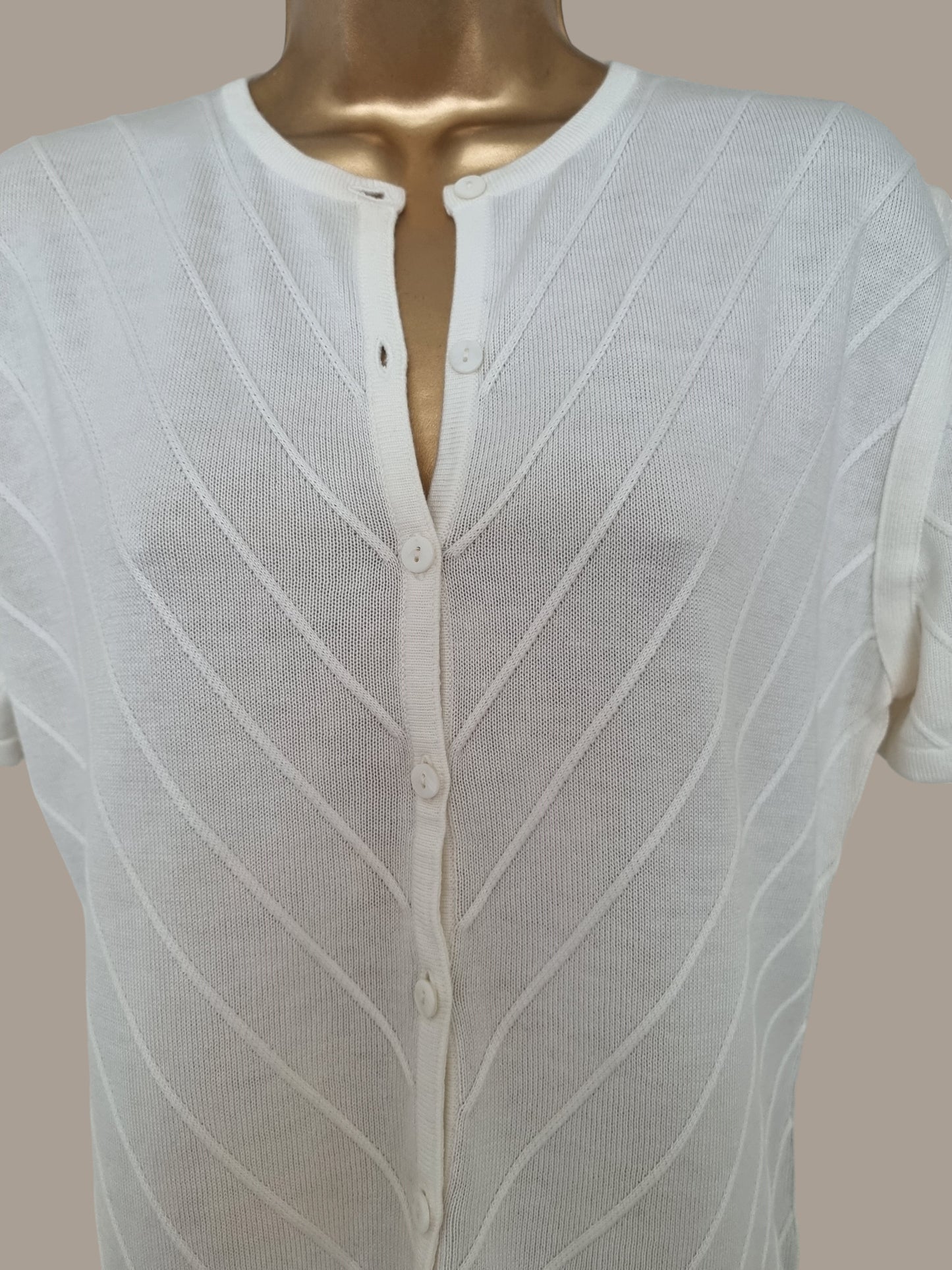 Caroline Charles Vintage Women’s White Short Sleeve Cardigan UK 16 US 12 EU 44 Timeless Fashions
