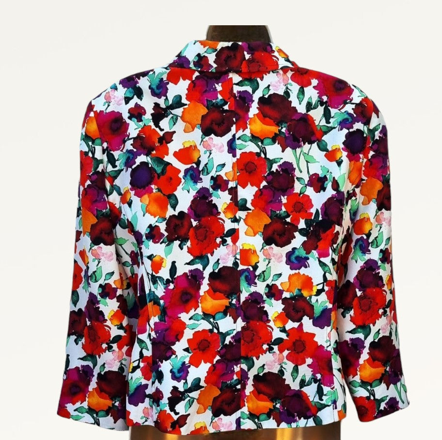 Caroline Charles London Vintage Floral Lined Jacket UK 16 US 12 EU 44 Timeless Fashions