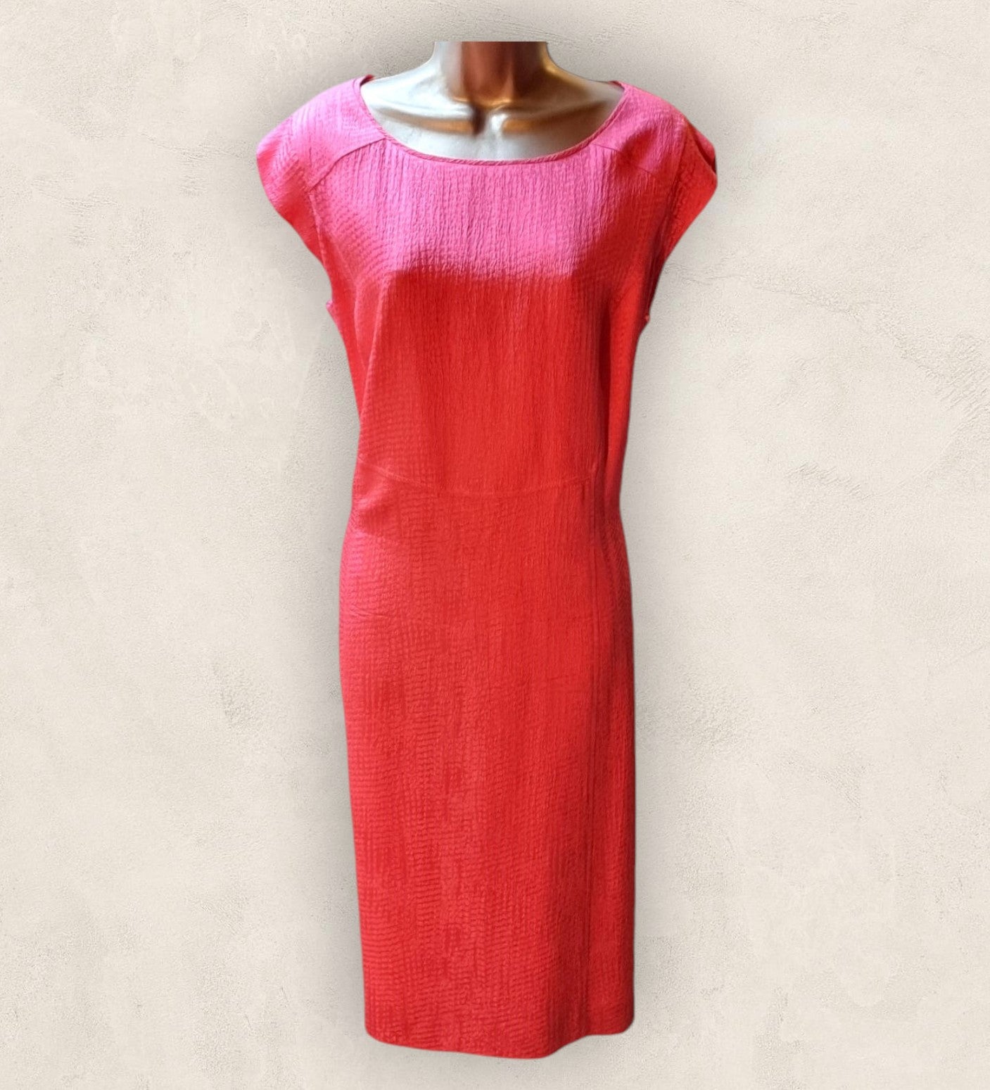 Caroline Charles London Vintage Coral Dress & Jacket UK 16 US 12 EU 44 Timeless Fashions