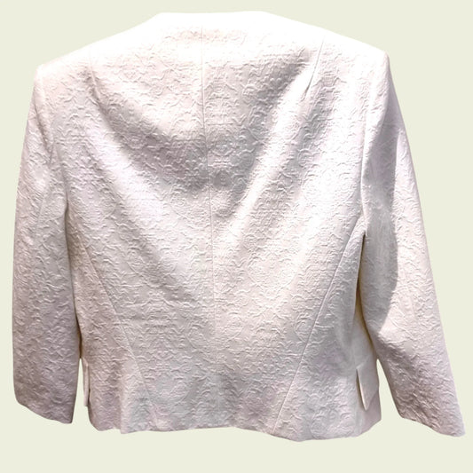 Damsel In A Dress White Textured Collarless Jacket UK 14 US 10 EU 42 - Timelessfashions