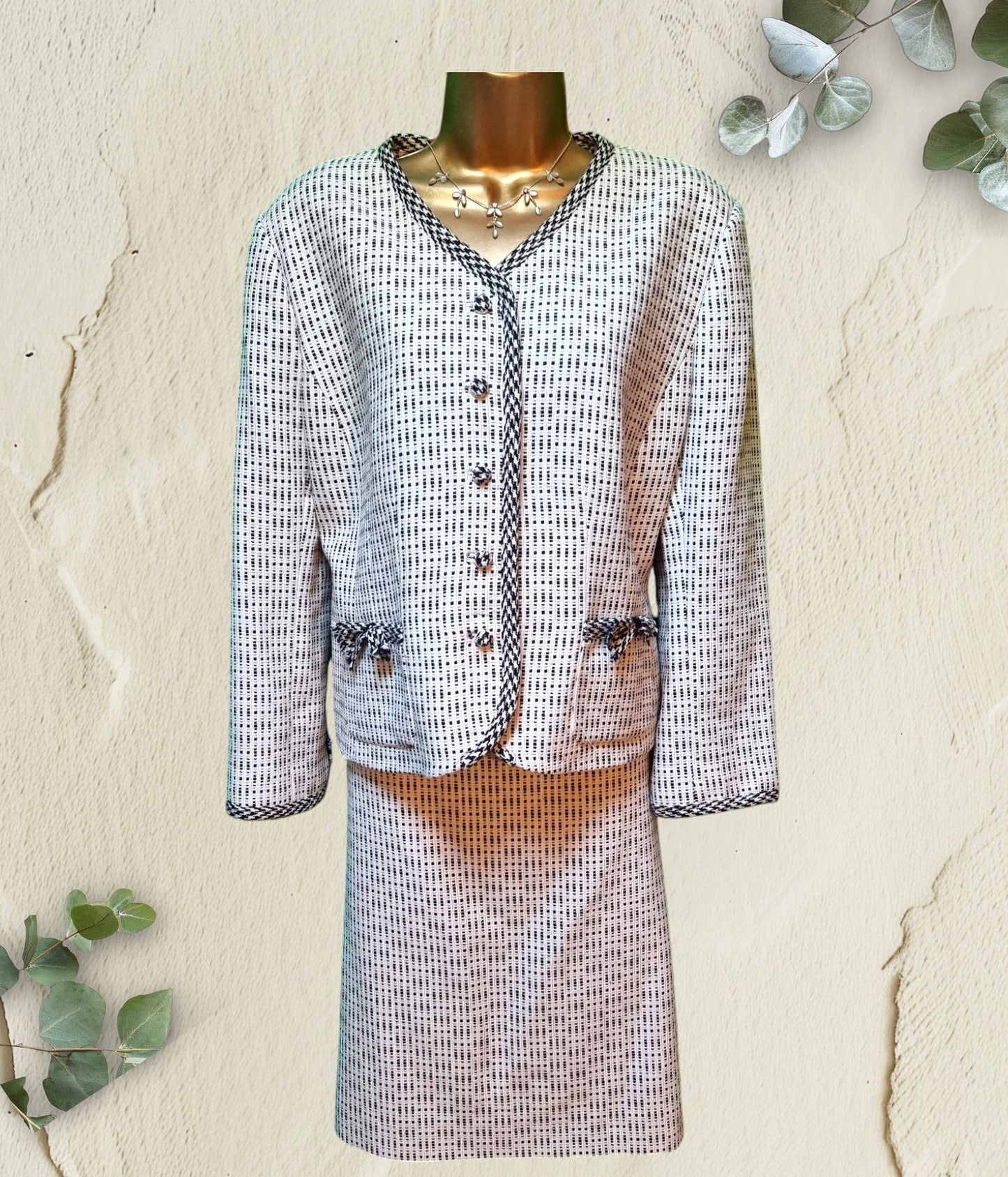 Caroline Charles London Vintage Bow Detail Skirt & Jacket UK 16/18 US 12/14 EU 44/46 Timeless Fashions