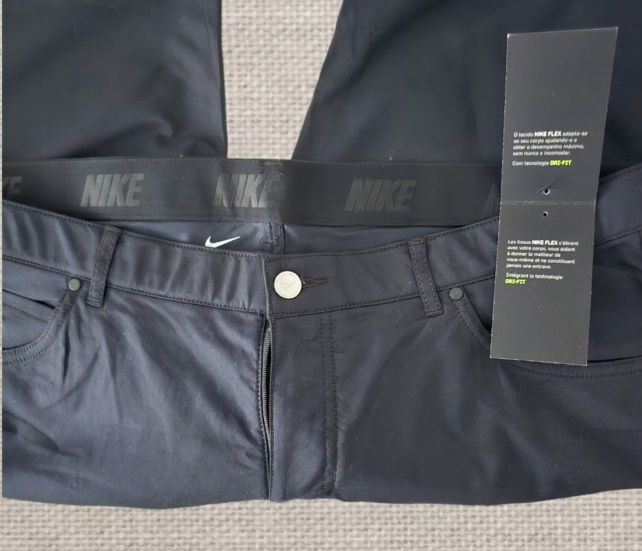 Nike Mens Black Golf Flex Hybrid Performance Dri Fit Stretch Trousers W36/L30 Timeless Fashions