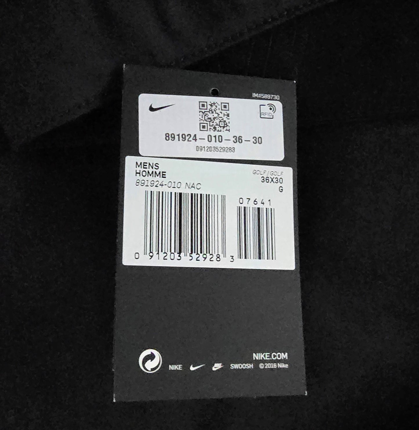 Nike Mens Black Golf Flex Hybrid Performance Dri Fit Stretch Trousers W36/L30 Timeless Fashions