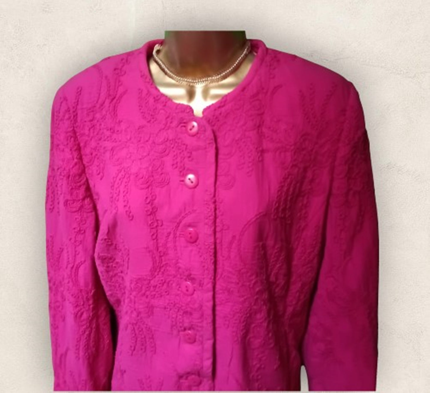 Caroline Charles London Vintage Cerise Embroidered Lined Jacket UK 16 US 12 EU 44 Timelessfashions
