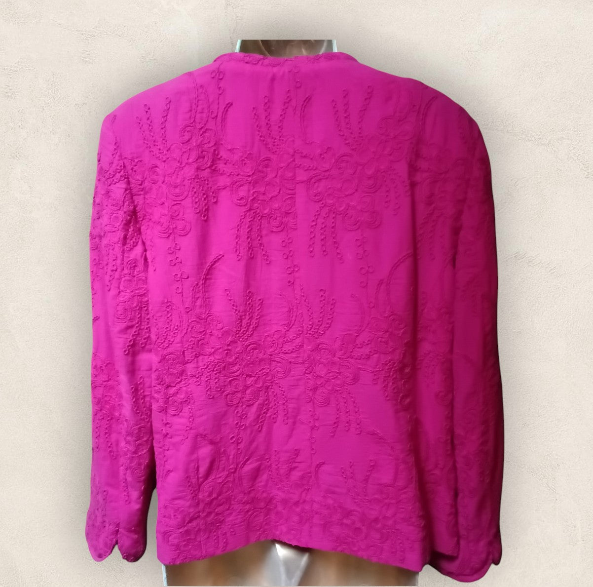 Caroline Charles London Vintage Cerise Embroidered Lined Jacket UK 16 US 12 EU 44 Timelessfashions
